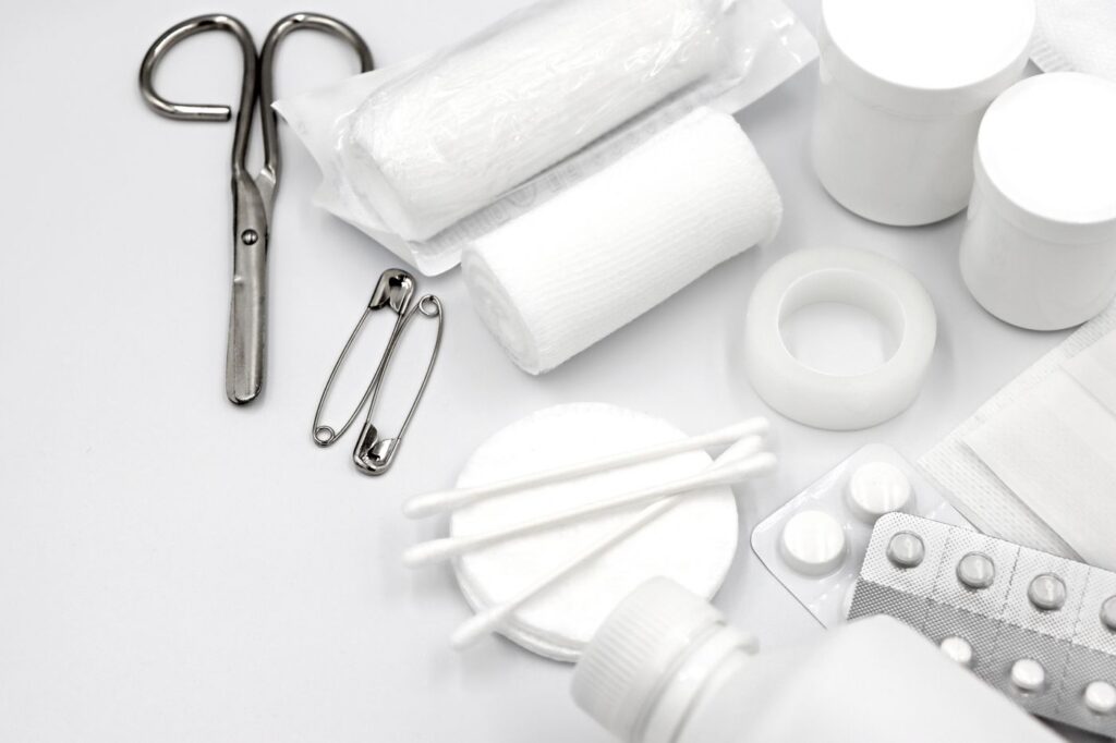 Keep milk and clean gauze to hand — the response matters more than the kit