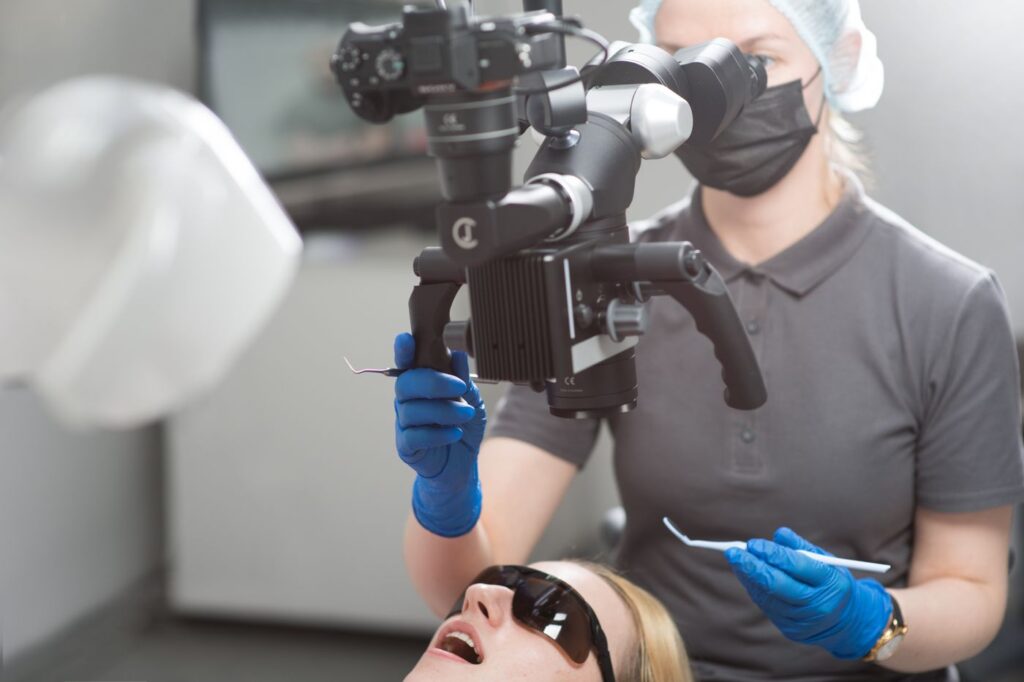 Magnification and 3D imaging are standard equipment in a specialist practice