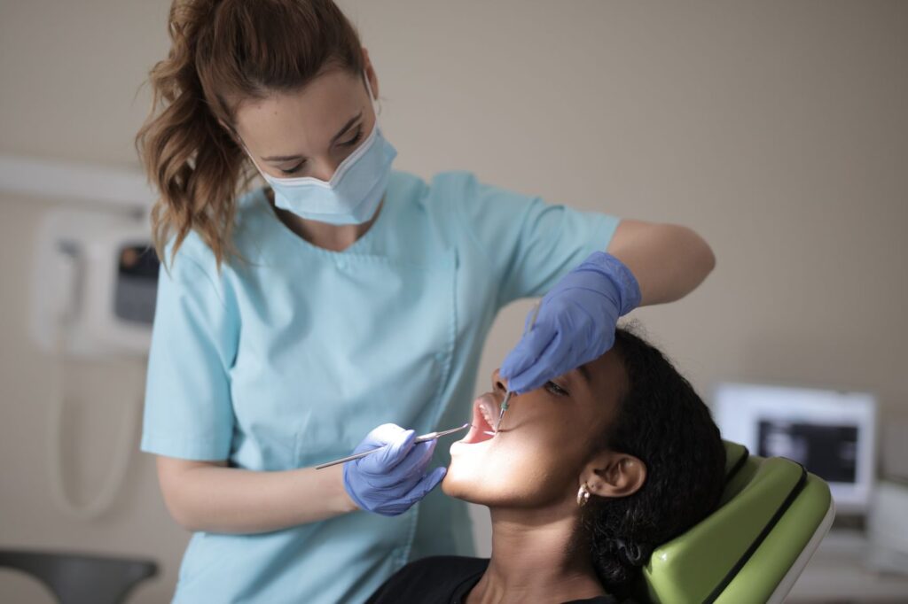 The dam keeps the tooth dry and stops anything reaching the back of your throat